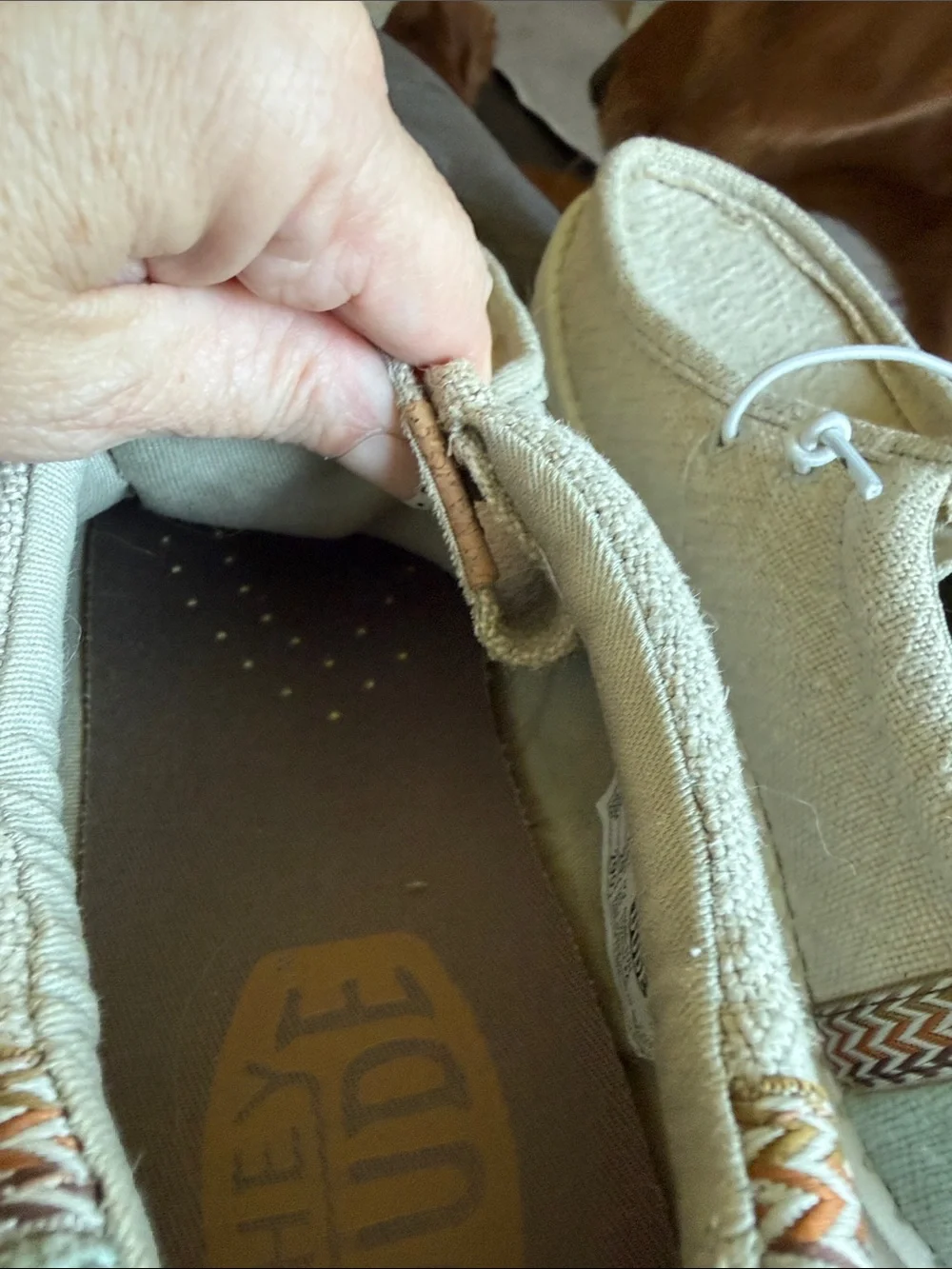 Hey Dude Men's Slip-On Loafers in Natural Beige Canvas